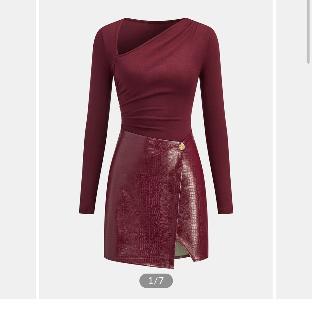 Elegant Burgundy Asymmetrical Dress